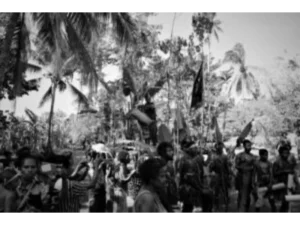 The mock feasting platform built by the local villagers to re-enact a feasting ceremony for the first tourists on Sanaroa Island